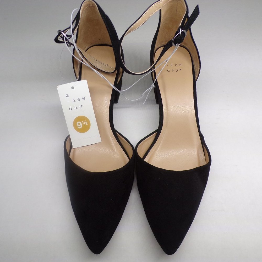 Natalia Microsuede Pointed Toe Block Heeled Pumps